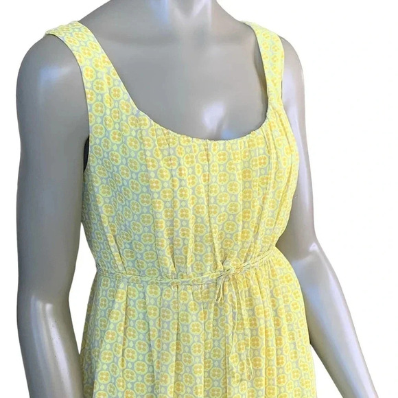 Cato Sleeveless Chiffon Full Length Maxi Sun Dress Women Size L Yellow Pleats - Picture 7 of 16